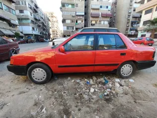 هيونداي اكسيل 1990 أحمر مستعملة للبيع