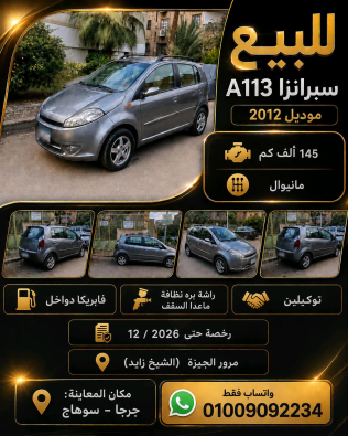 اسبيرانزا A113 2012 فضي يدوي مستعملة للبيع في القاهرة الكبرى ( القاهرة - الجيزة)