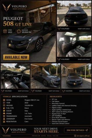 Peugeot 508 2022 Gray Automatic Used for Sale in Sheikh Zayed City