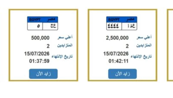 Public Auction for Four Distinctive Car Plates in Egypt with Prices Reaching EGP 2.9 Million