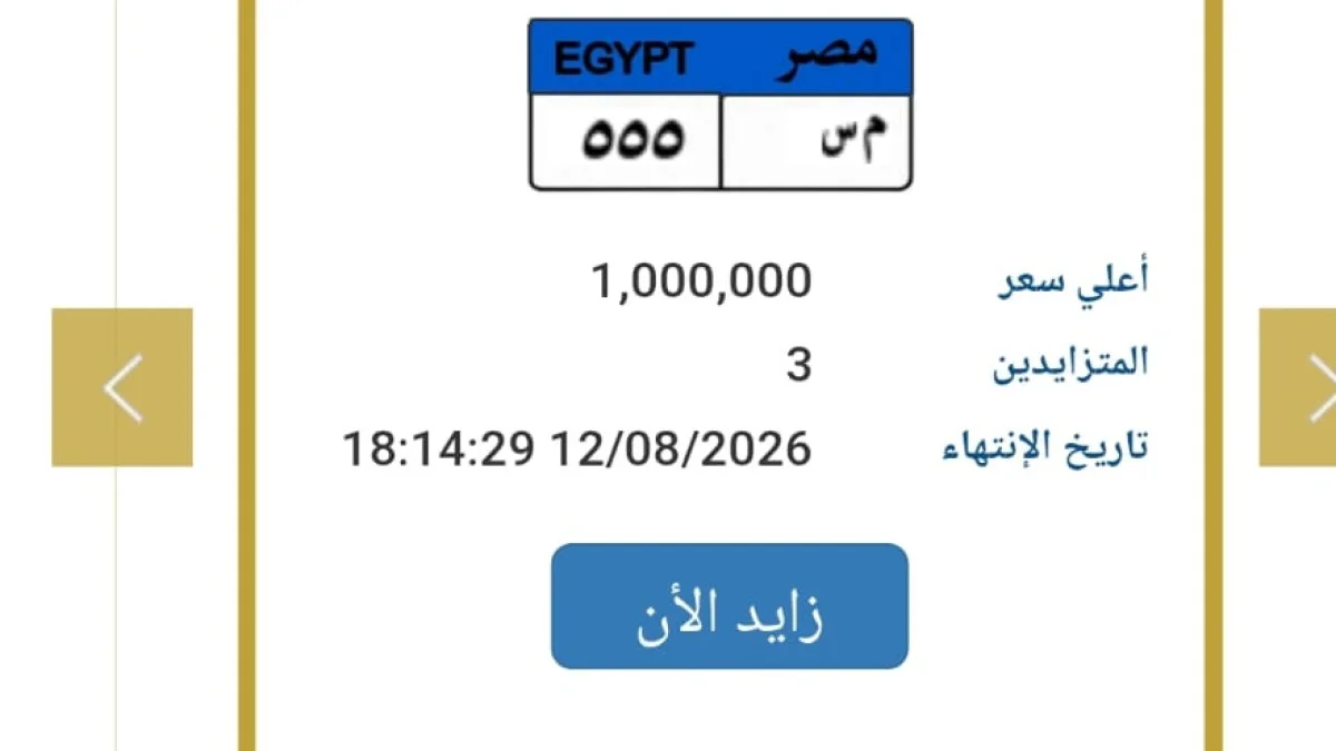 لوحة «م س 555» تشعل مزاد المرور.. مليون جنيه في صراع ثلاثي