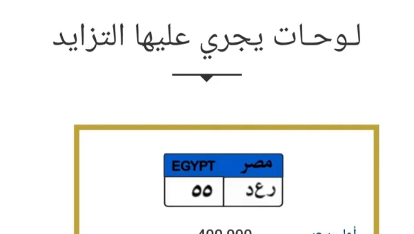 Special License Plate 'Raa D 55' Ignites Traffic Auction, Hits EGP 400,000